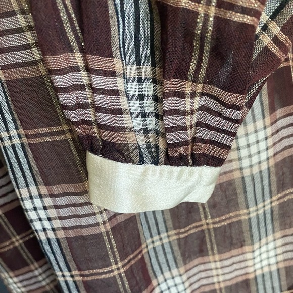 3.1 PHILLIP LIM-BROWN PLAID SEMI SHEER TOP OR MINI DRESS-SIZE 4 - Picture 9 of 11